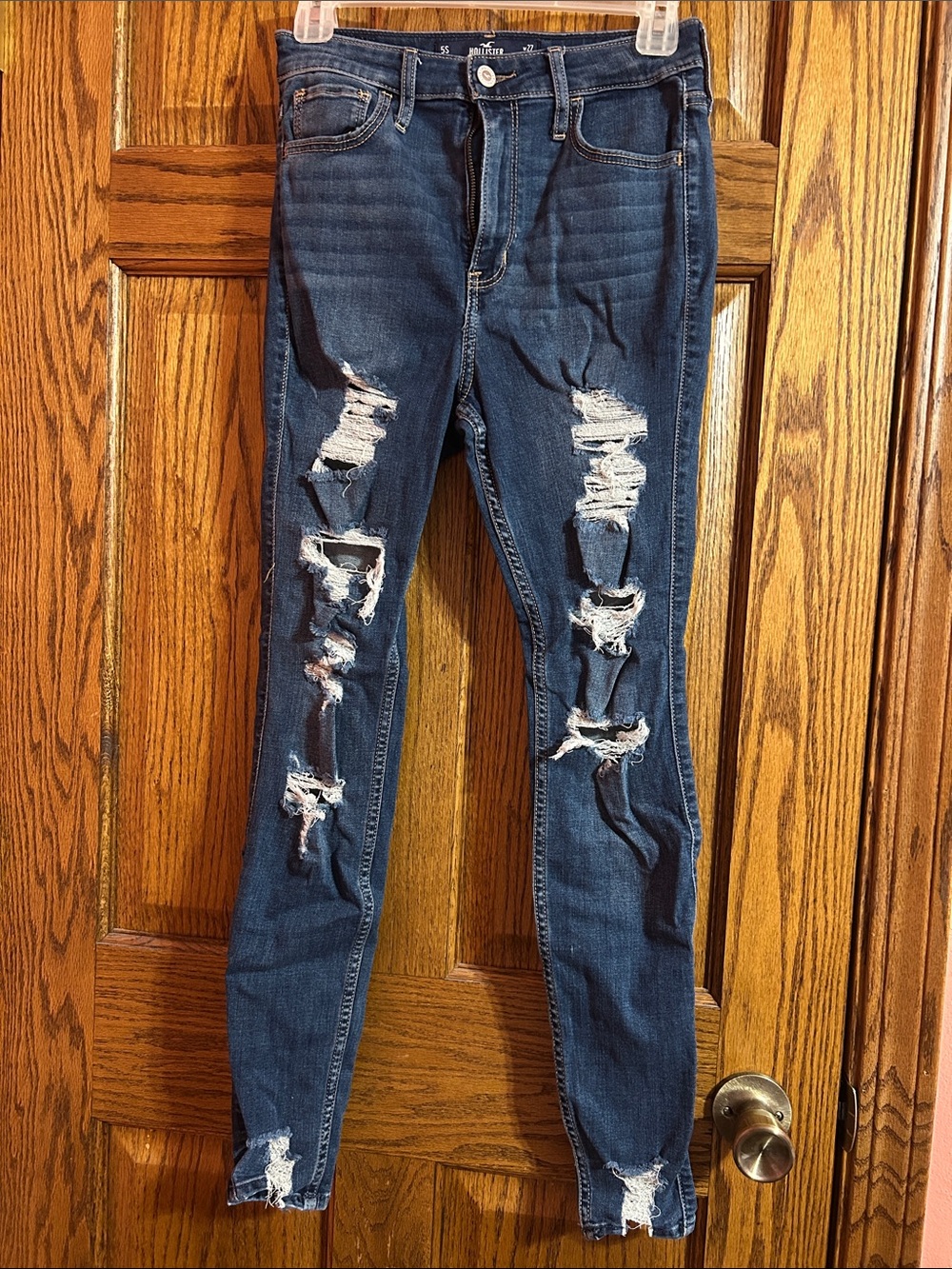 Hollister Ripped Skinny Jeans - Dark Blue